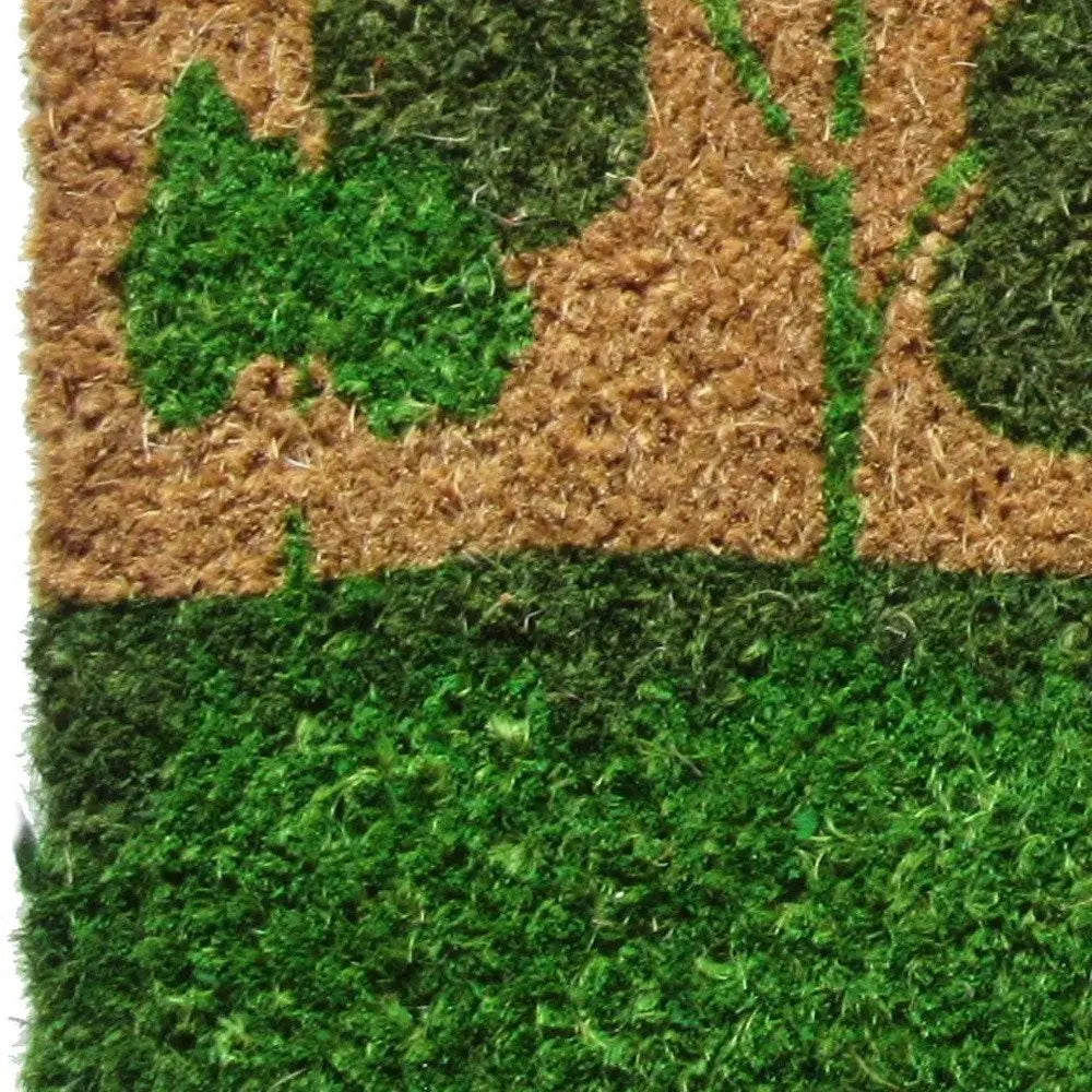 18" X 30" Beige and Green Coir Trees Welcome Outdoor Door Mat - NOBLE HOME INTERIORS