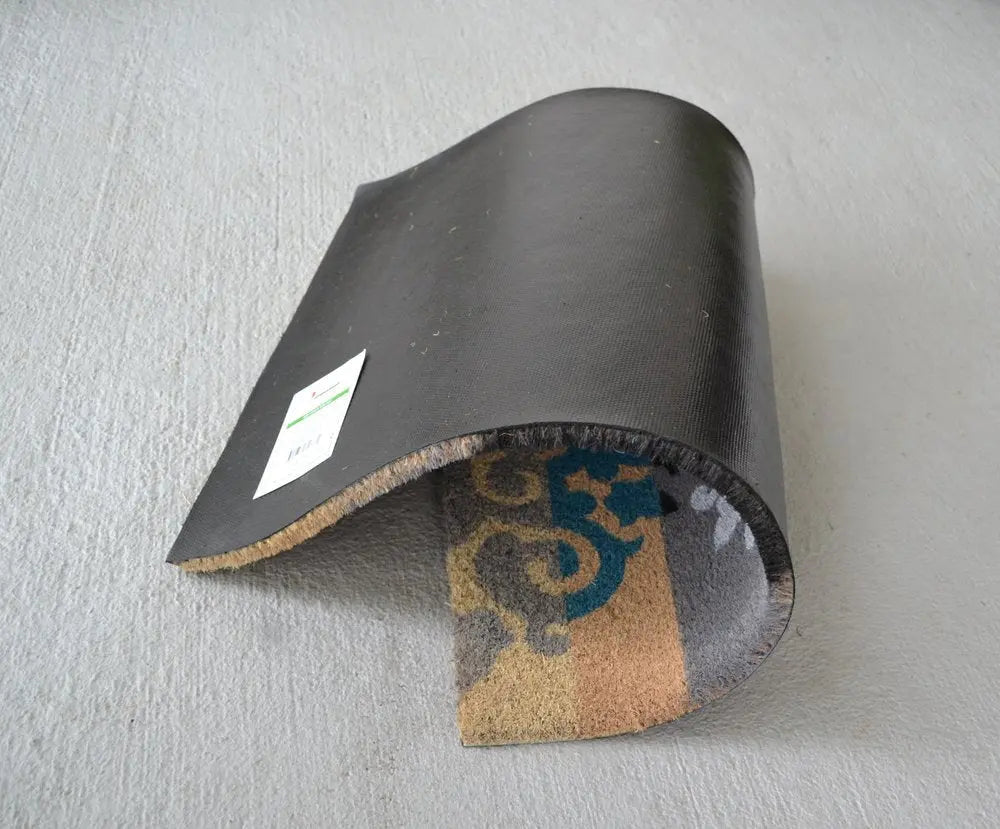 18" X 30" Beige and White Coir Damask Outdoor Door Mat - NOBLE HOME INTERIORS