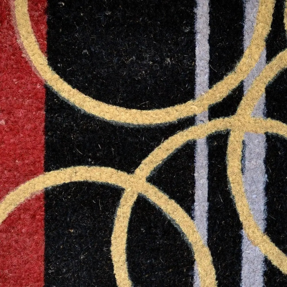 18" X 30" Black and Red Coir Striped Outdoor Door Mat - NOBLE HOME INTERIORS