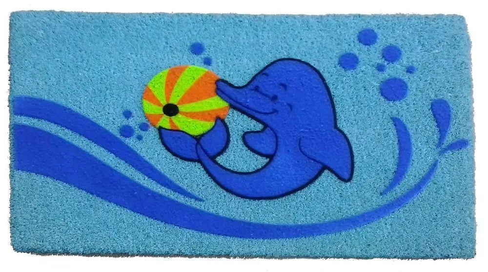 18" X 30" Blue Coir Dolphin Outdoor Door Mat - NOBLE HOME INTERIORS