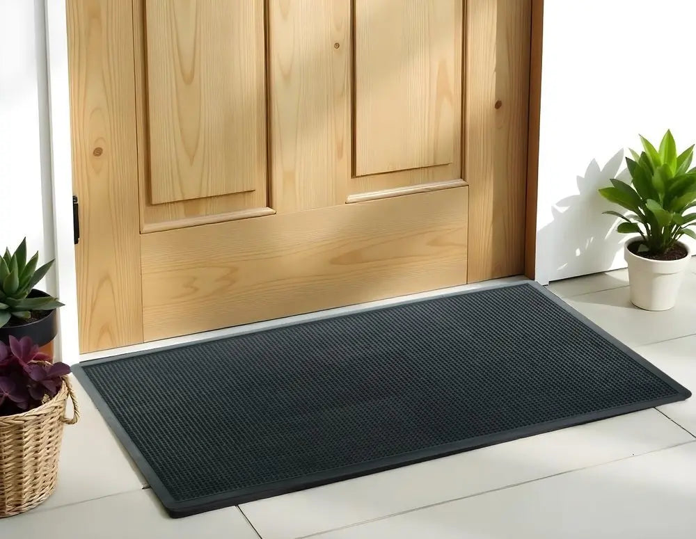 18" X 47" Black Rubber Outdoor Door Mat - NOBLE HOME INTERIORS