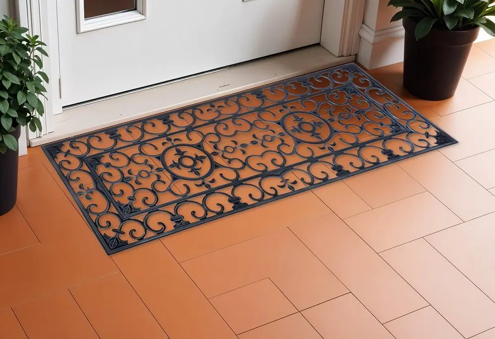 18" X 47" Black Rubber Outdoor Door Mat - NOBLE HOME INTERIORS