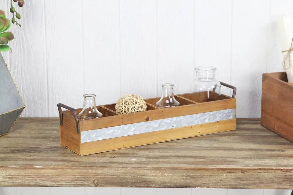 19" Brown Solid Wood And Metal Box - NOBLE HOME INTERIORS