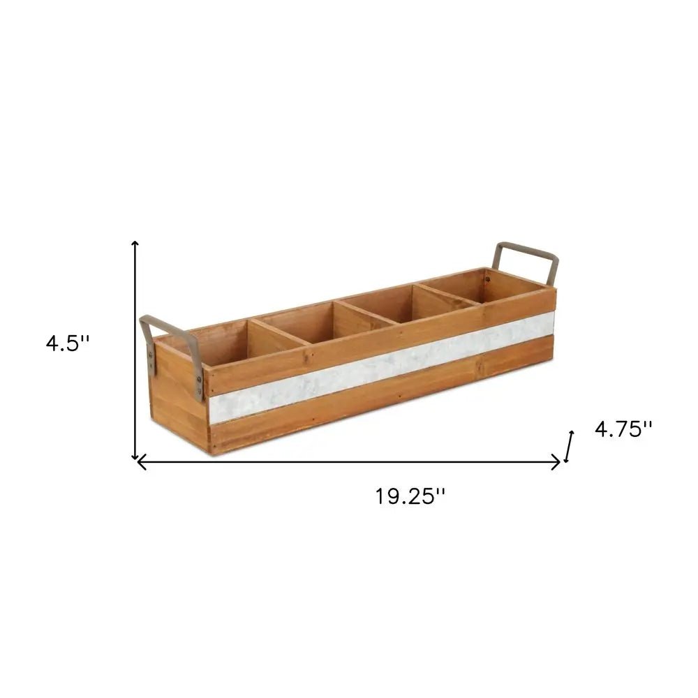 19" Brown Solid Wood And Metal Box - NOBLE HOME INTERIORS