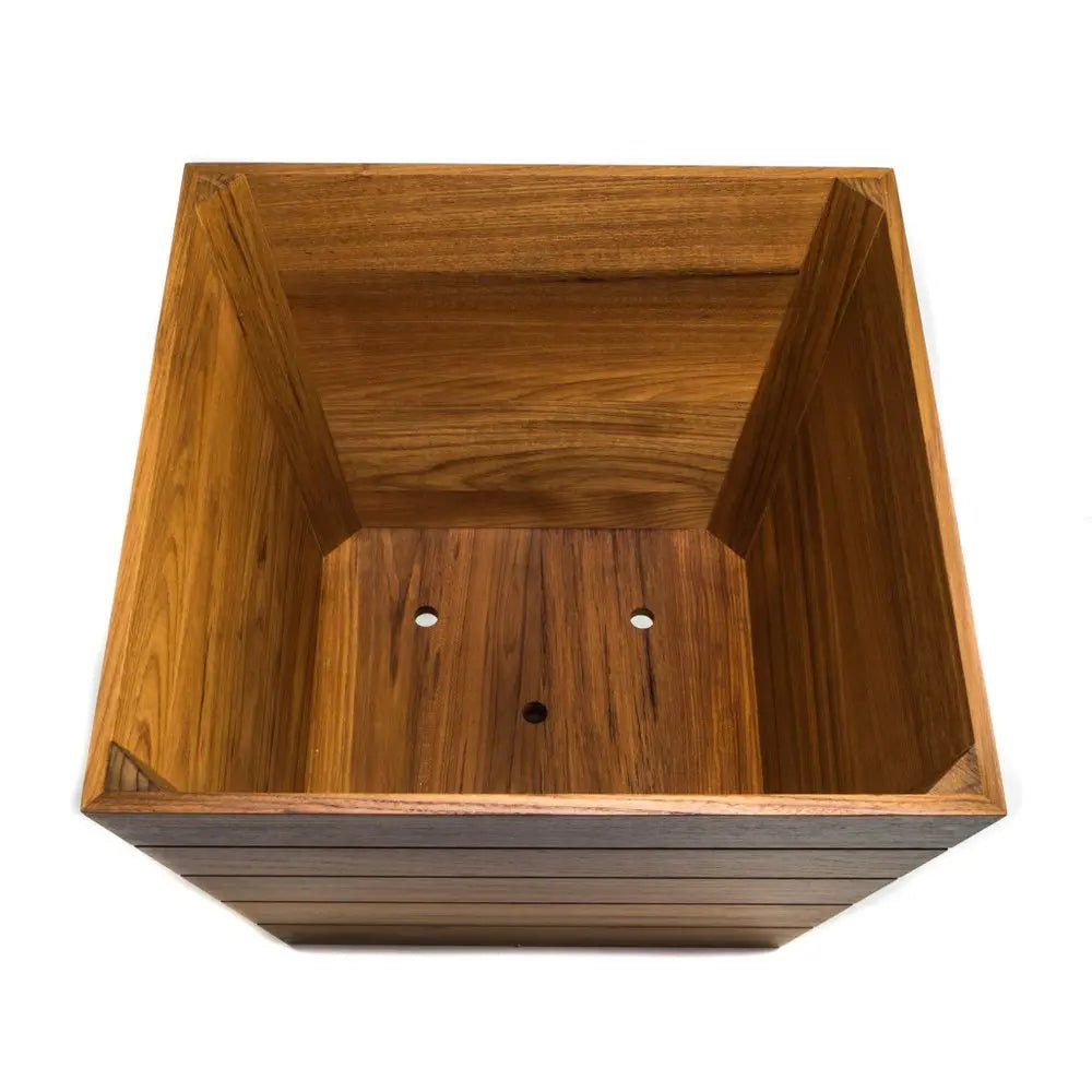 19" Brown Wood Indoor Outdoor Square Planter Box - NOBLE HOME INTERIORS