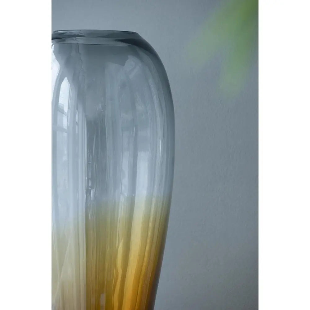 19" Clear And Brown Ombre Glass Table Vase - NOBLE HOME INTERIORS