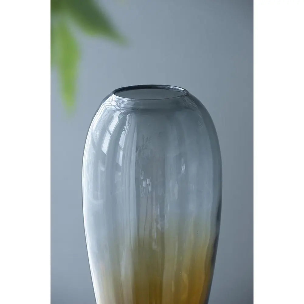 19" Clear And Brown Ombre Glass Table Vase - NOBLE HOME INTERIORS