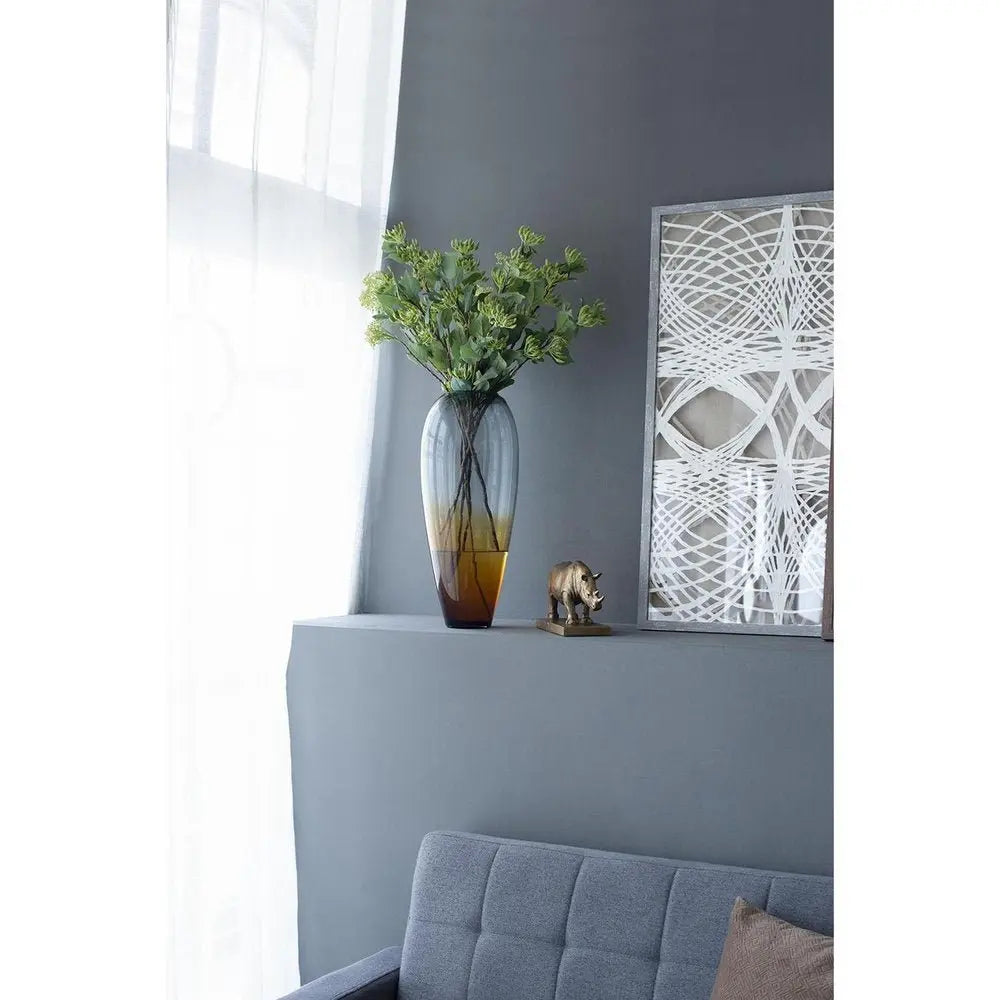 19" Clear And Brown Ombre Glass Table Vase - NOBLE HOME INTERIORS