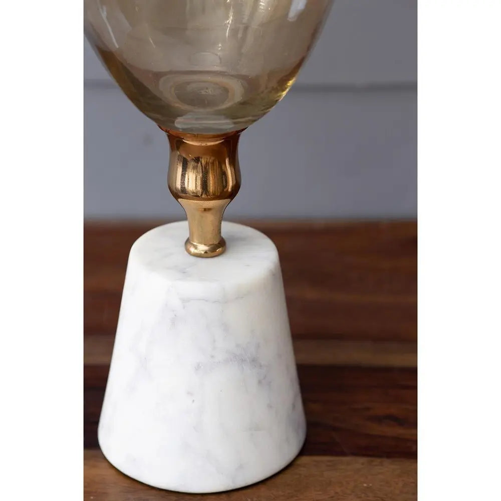 19" Gold And White Glass And Marble Table Vase - NOBLE HOME INTERIORS