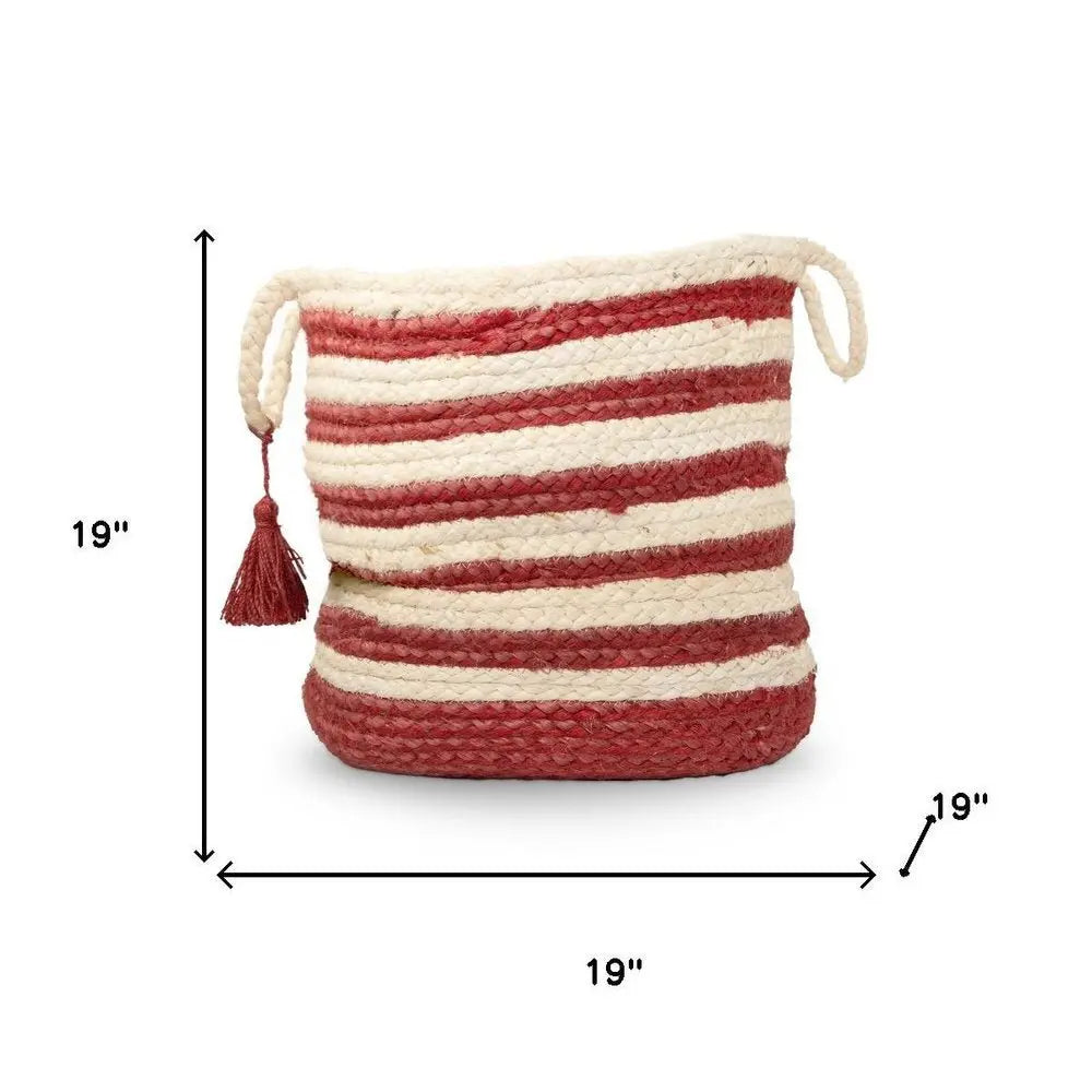 19" Ivory Jute Basket - NOBLE HOME INTERIORS