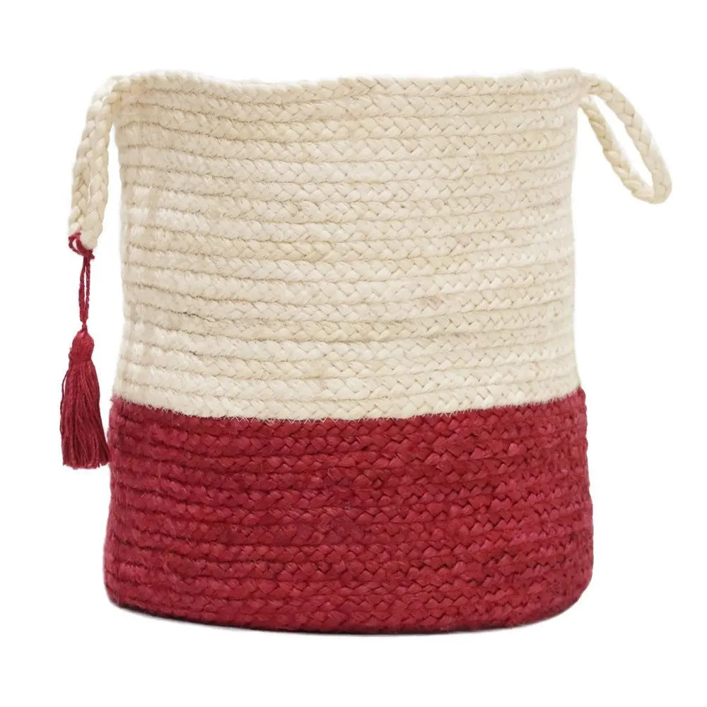 19" Ivory Jute Basket - NOBLE HOME INTERIORS