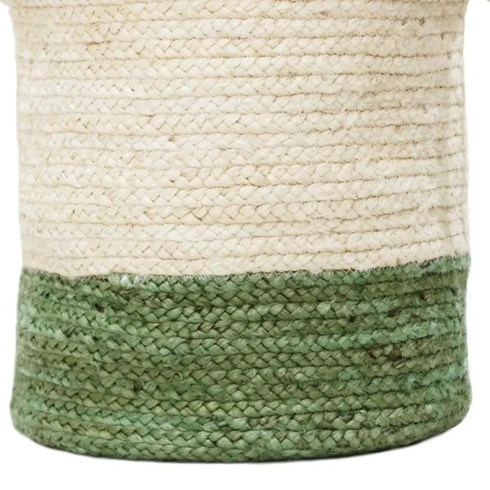 19" White Jute Basket - NOBLE HOME INTERIORS