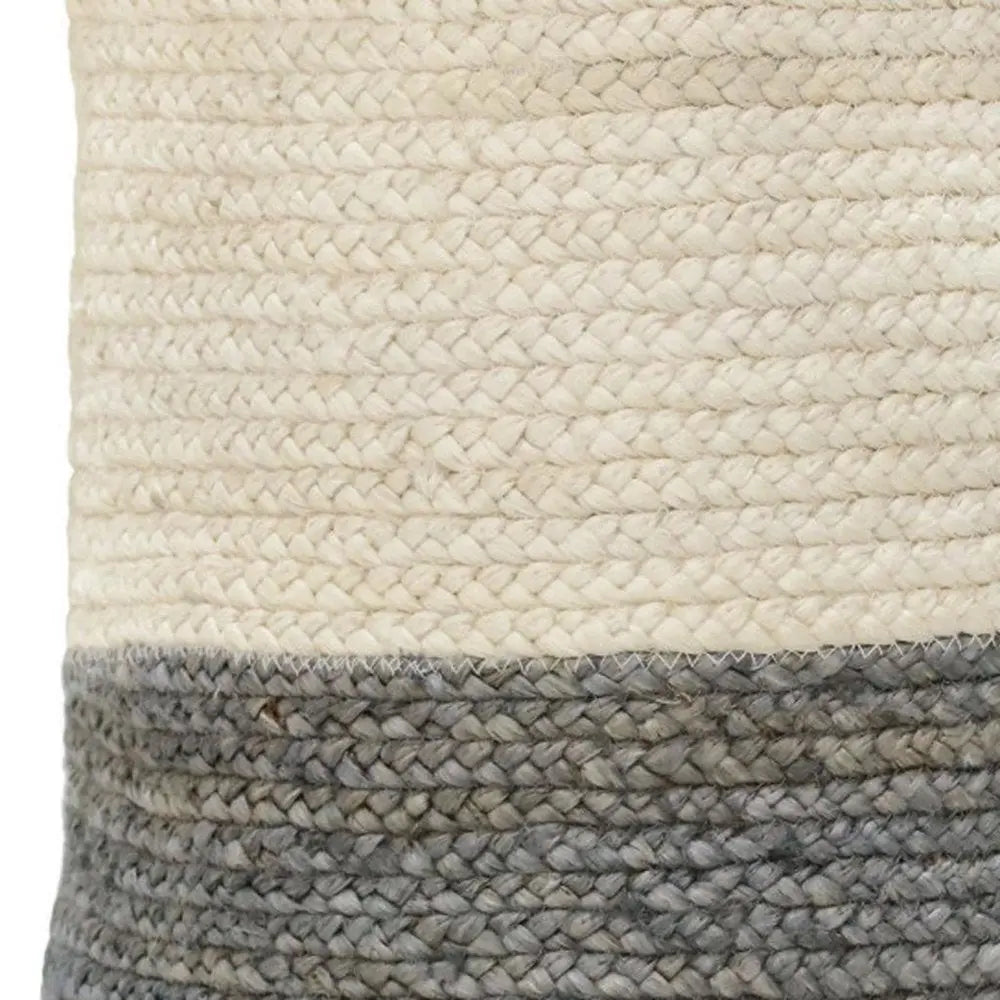 19" White Jute Basket - NOBLE HOME INTERIORS