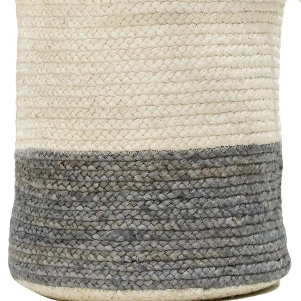 19" White Jute Basket - NOBLE HOME INTERIORS