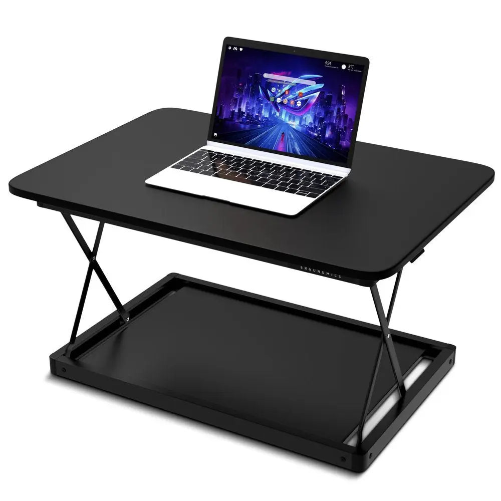 20" Adjustable Black Stainless Steel Standing Desk Converter - NOBLE HOME INTERIORS