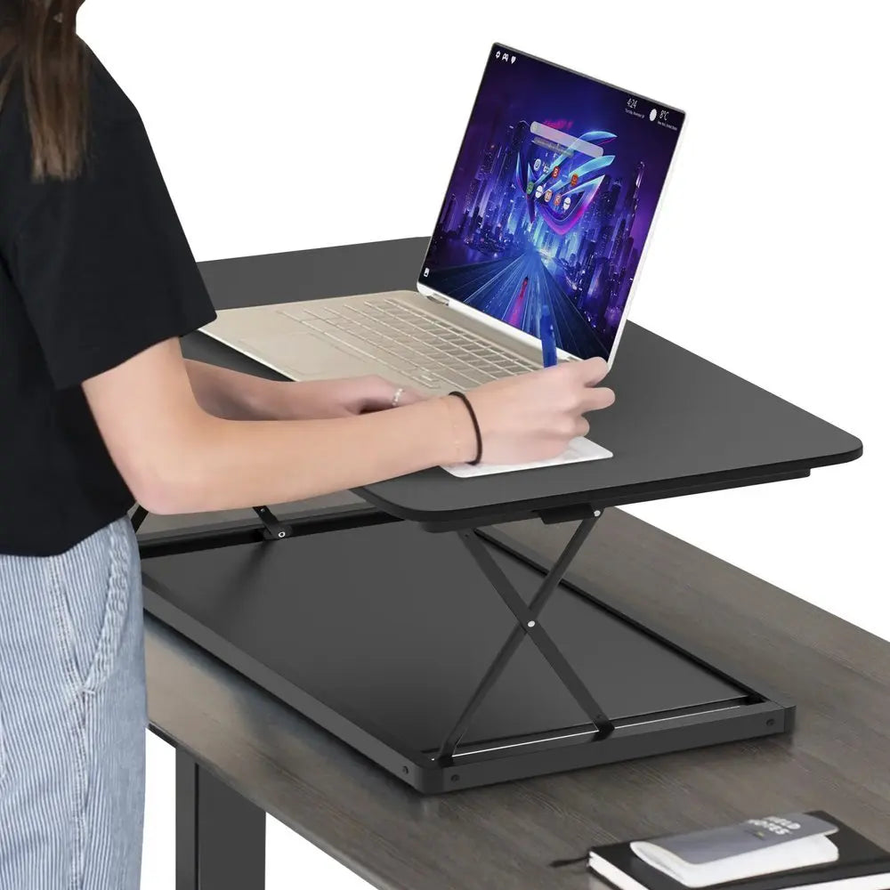 20" Adjustable Black Stainless Steel Standing Desk Converter - NOBLE HOME INTERIORS