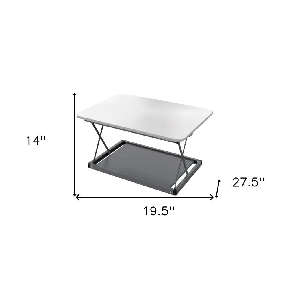 20" Adjustable White and Silver Stainless Steel Standing Desk Converter - NOBLE HOME INTERIORS