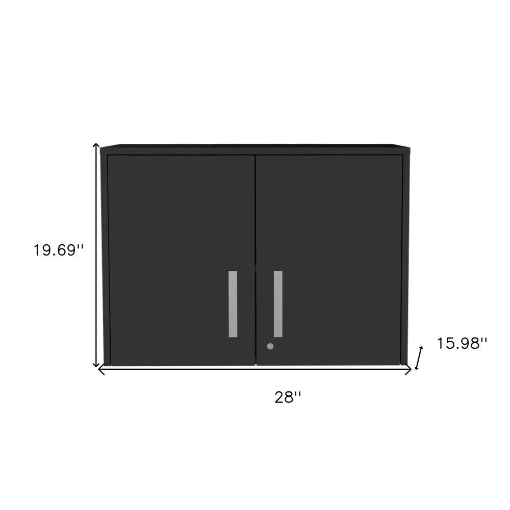 20" Black Wood Wall Mounted Storage Cabinet With Two Doors - NOVA HOME FURNITURE