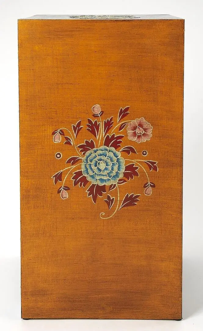 20" Blue and Brown Hand Painted Wood Accent Cabinet With Three Drawers - NOVA HOME FURNITURE