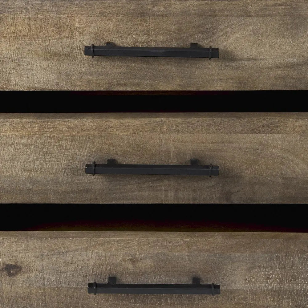 20" Brown and Black Distressed Accent Cabinet With Three Drawers - NOVA HOME FURNITURE