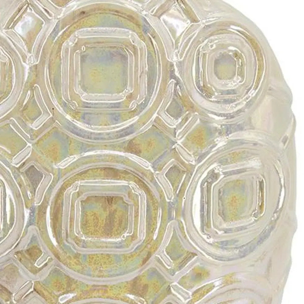 20" Ivory Geometric Bud Ceramic Table Vase - NOBLE HOME INTERIORS