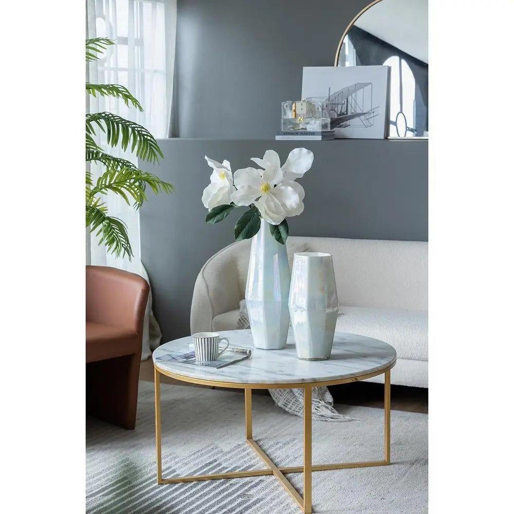 20" Opal Cylinder Glass Table Vase - NOBLE HOME INTERIORS