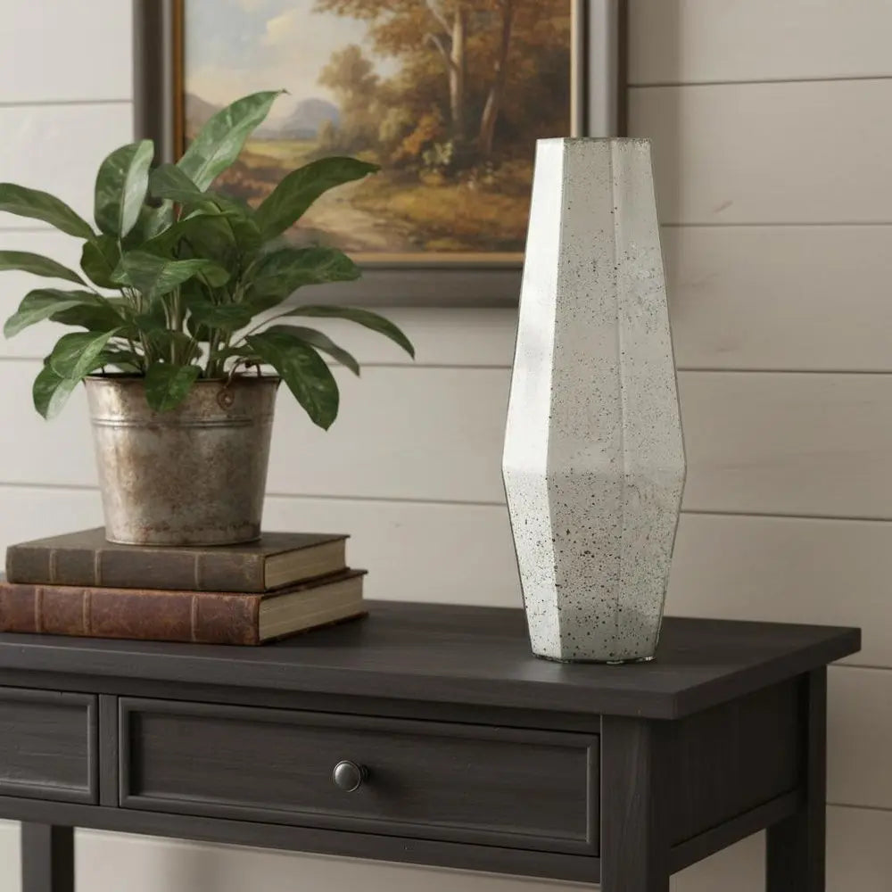 20" Silver Cylinder Glass Table Vase - NOBLE HOME INTERIORS