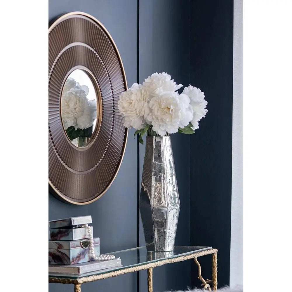 20" Silver Cylinder Glass Table Vase - NOBLE HOME INTERIORS