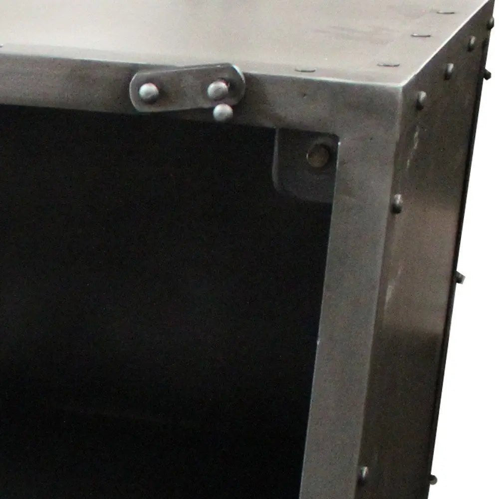 20" Silver Metal Accent Cabinet With Two Shelves - NOBLE HOME INTERIORS