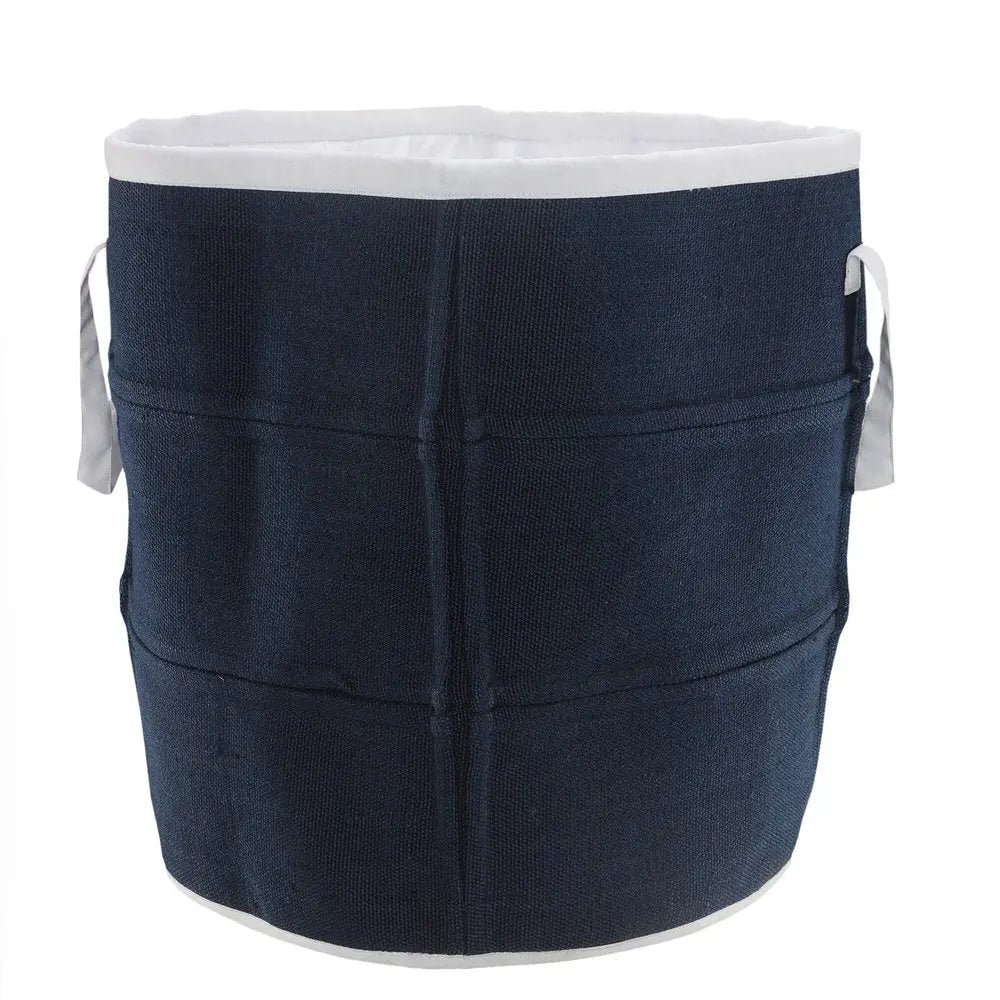 21" Blue Fabric Basket - NOBLE HOME INTERIORS