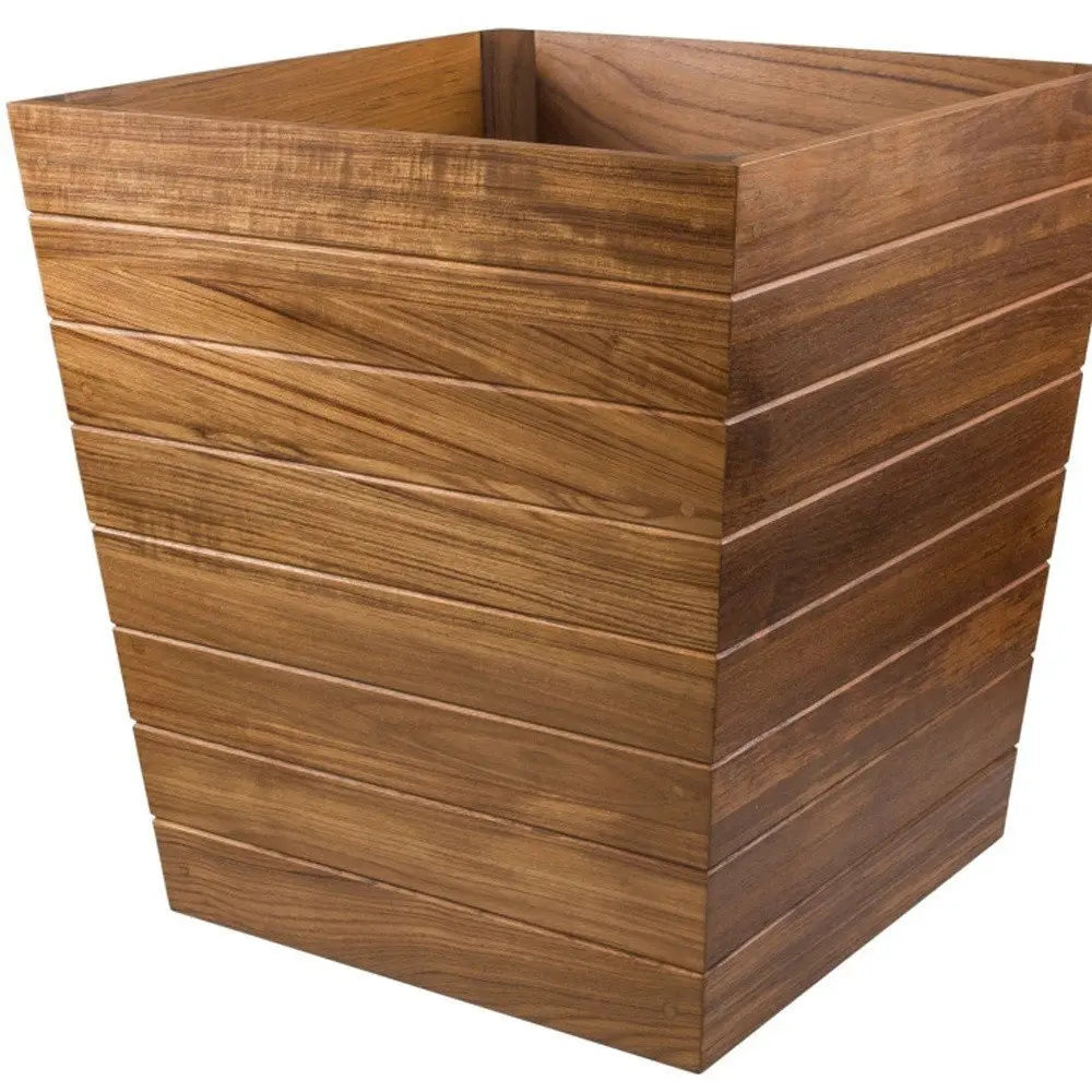 21" Brown Solid Wood Indoor Outdoor Square Planter Box - NOBLE HOME INTERIORS