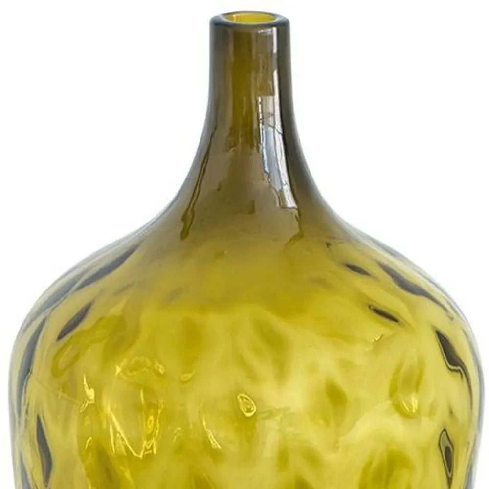 21" Olive Green Hammered Glass Table Vase - NOBLE HOME INTERIORS