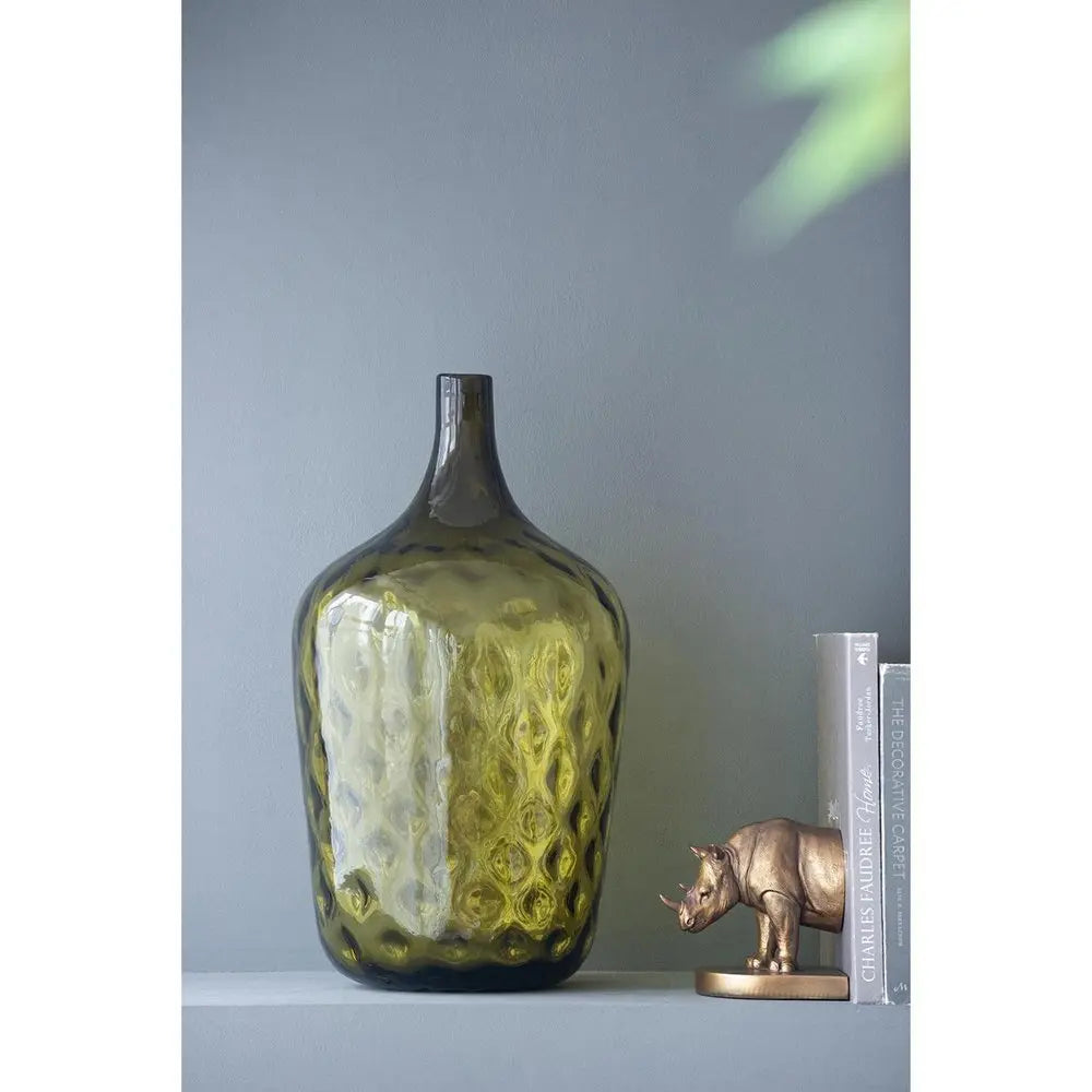 21" Olive Green Hammered Glass Table Vase - NOBLE HOME INTERIORS