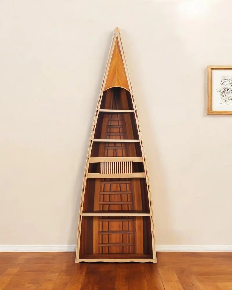 21" Wood Brown Solid Wood Six Tier Boat Bookcase - NOBLE HOME INTERIORS