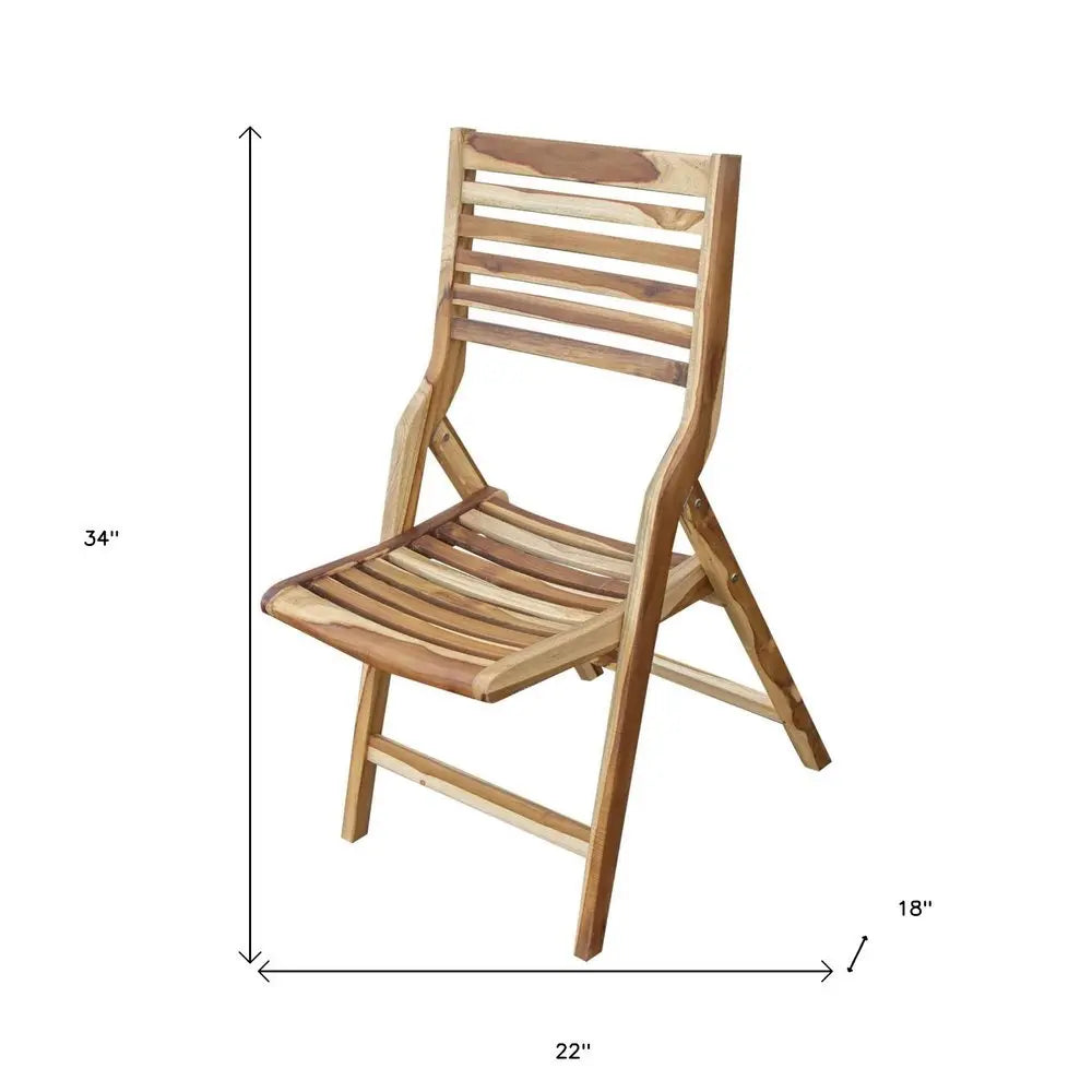 22" Brown Solid Wood Outdoor Folding Dining Chair - NOBLE HOME INTERIORS