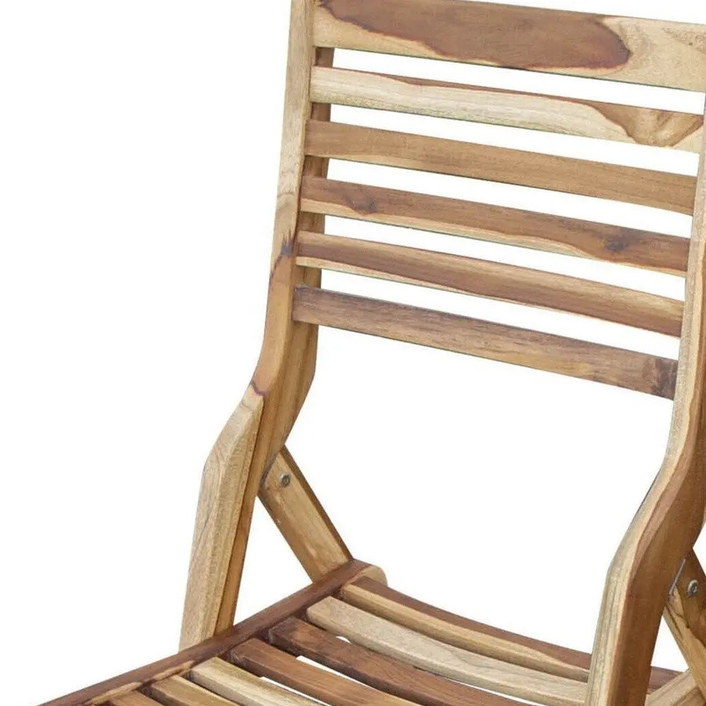 22" Brown Solid Wood Outdoor Folding Dining Chair - NOBLE HOME INTERIORS