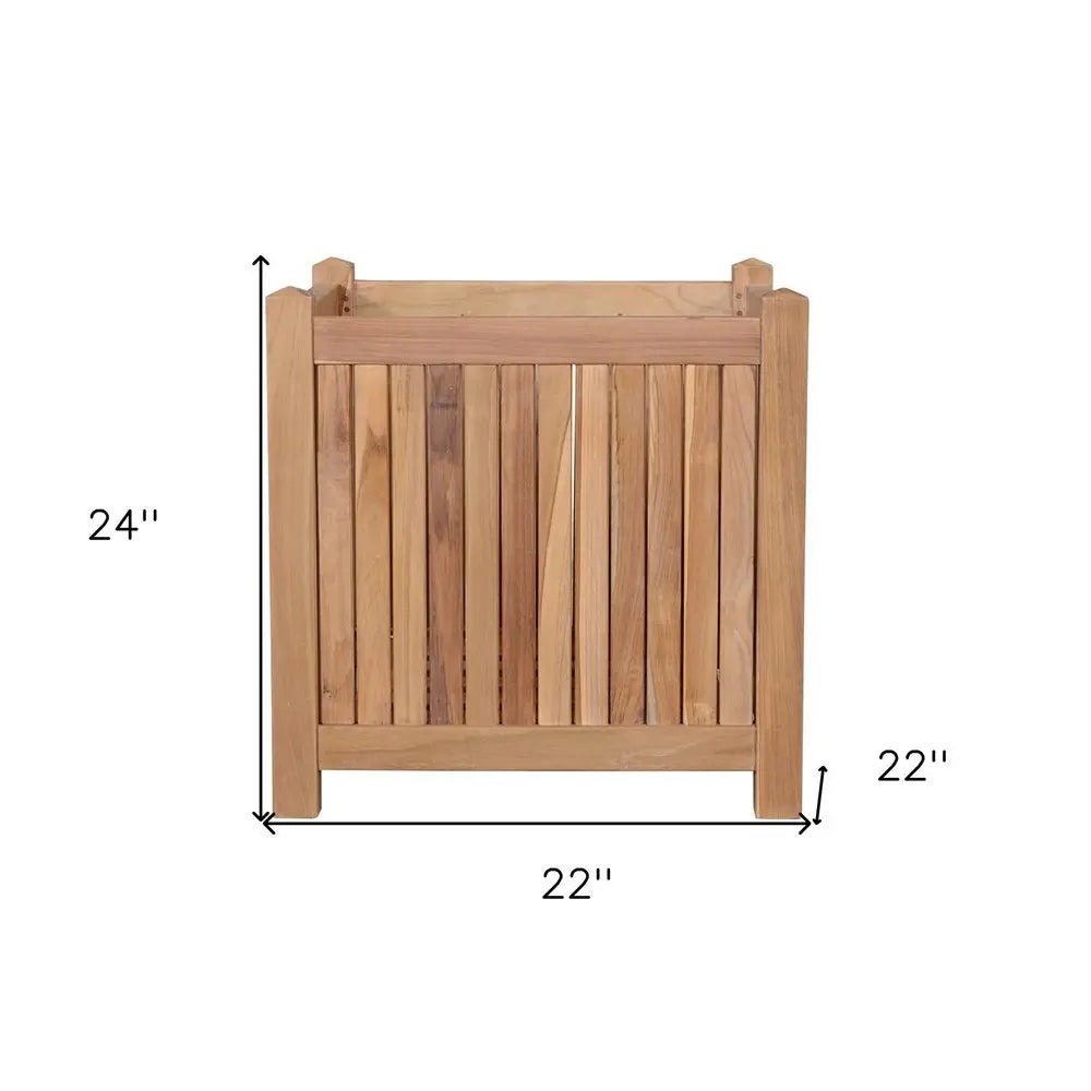 22" Natural Solid Wood Indoor Outdoor Square Planter Box - NOBLE HOME INTERIORS