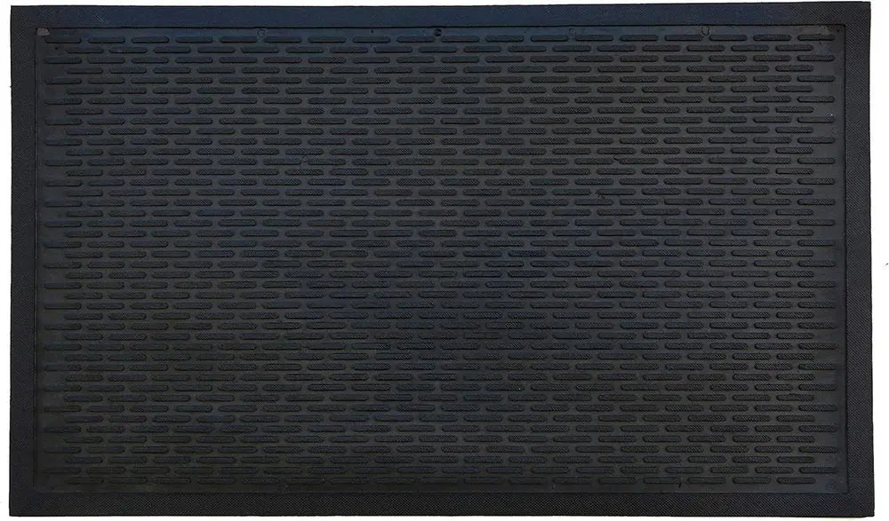 22" X 34" Black Ridged Lines Outdoor Rubber Door Mat - NOBLE HOME INTERIORS