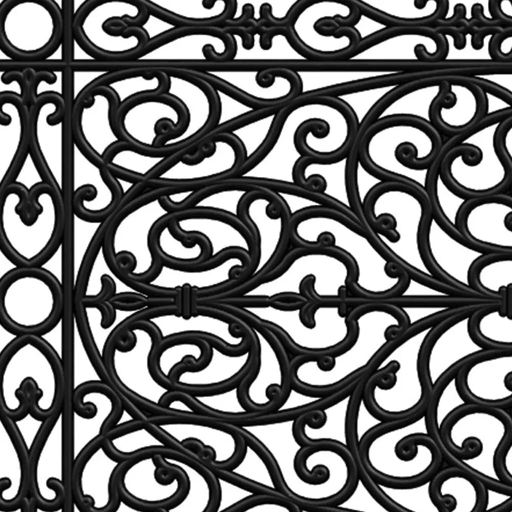 22" X 48" Black Scrollwork Outdoor Rubber Door Mat - NOBLE HOME INTERIORS