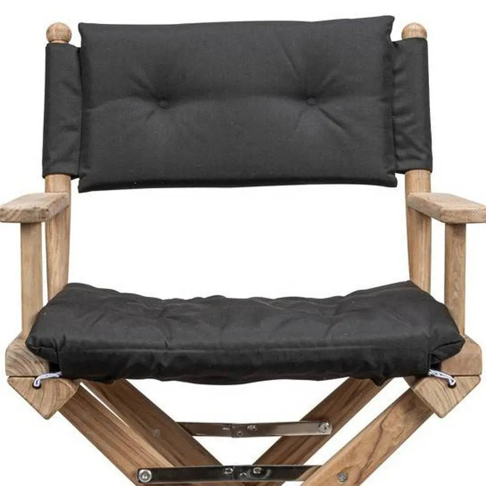23" Black and Brown Solid Wood Indoor Outdoor Director Chair with Black Cushion - NOBLE HOME INTERIORS