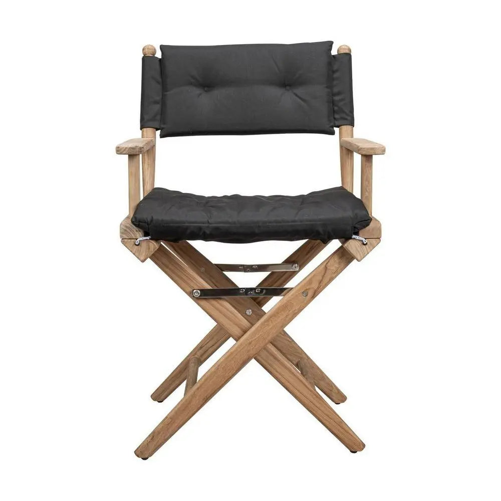 23" Black and Brown Solid Wood Indoor Outdoor Director Chair with Black Cushion - NOBLE HOME INTERIORS