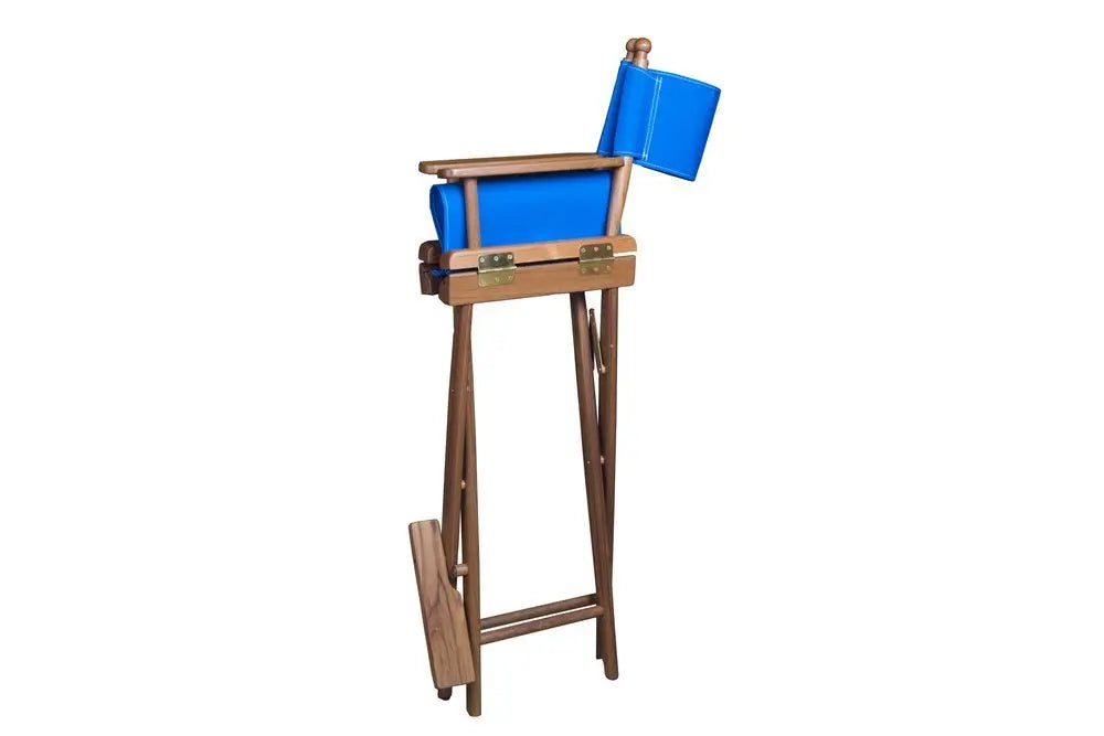 23" Blue and Brown Solid Wood Indoor Outdoor Director Chair - NOBLE HOME INTERIORS