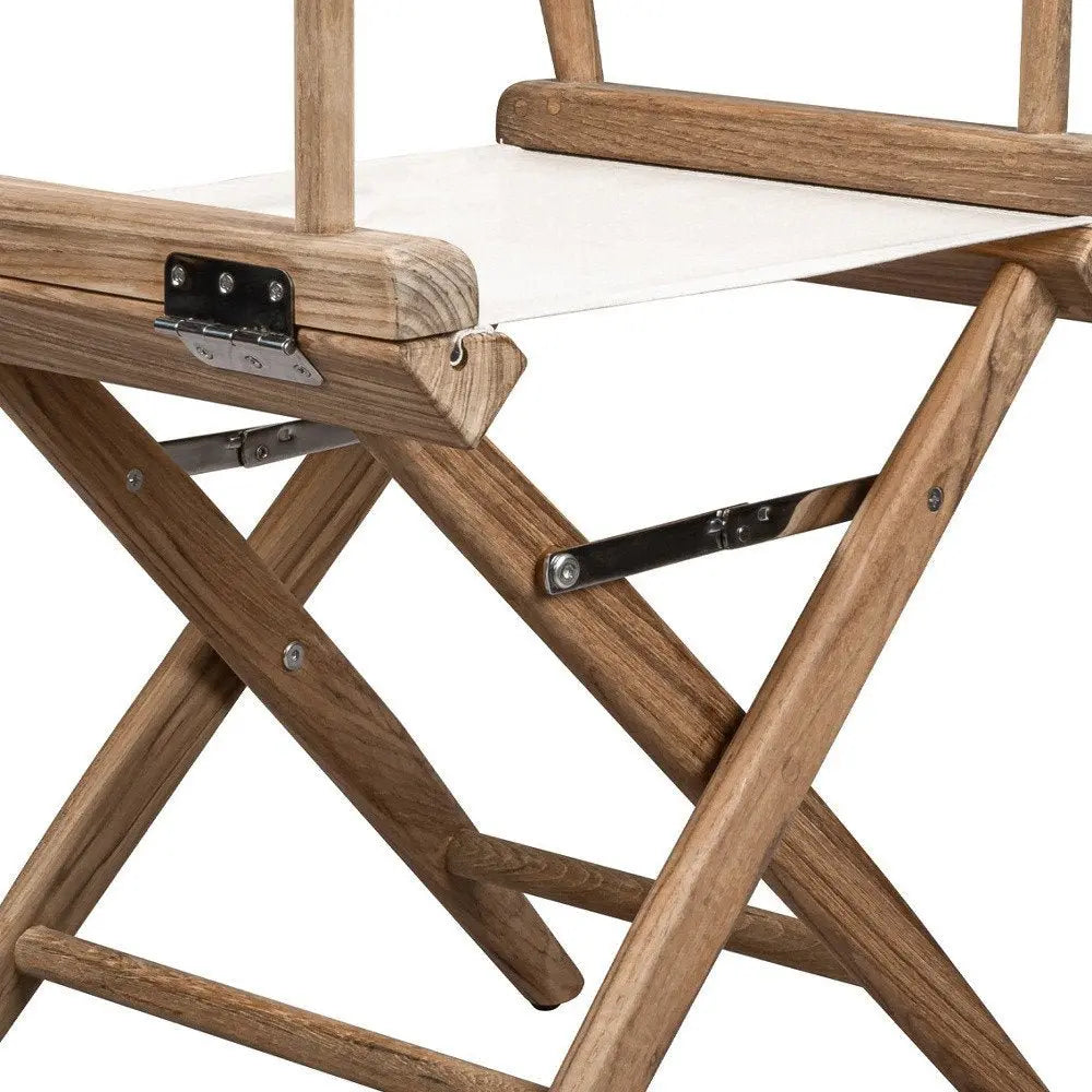23" Brown and Ivory and Natural Wood Solid Wood Indoor Outdoor Director Chair - NOBLE HOME INTERIORS