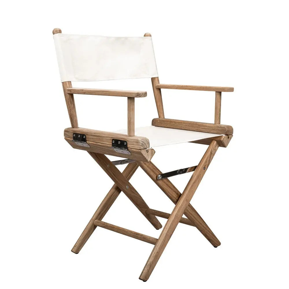 23" Brown and Ivory and Natural Wood Solid Wood Indoor Outdoor Director Chair - NOBLE HOME INTERIORS