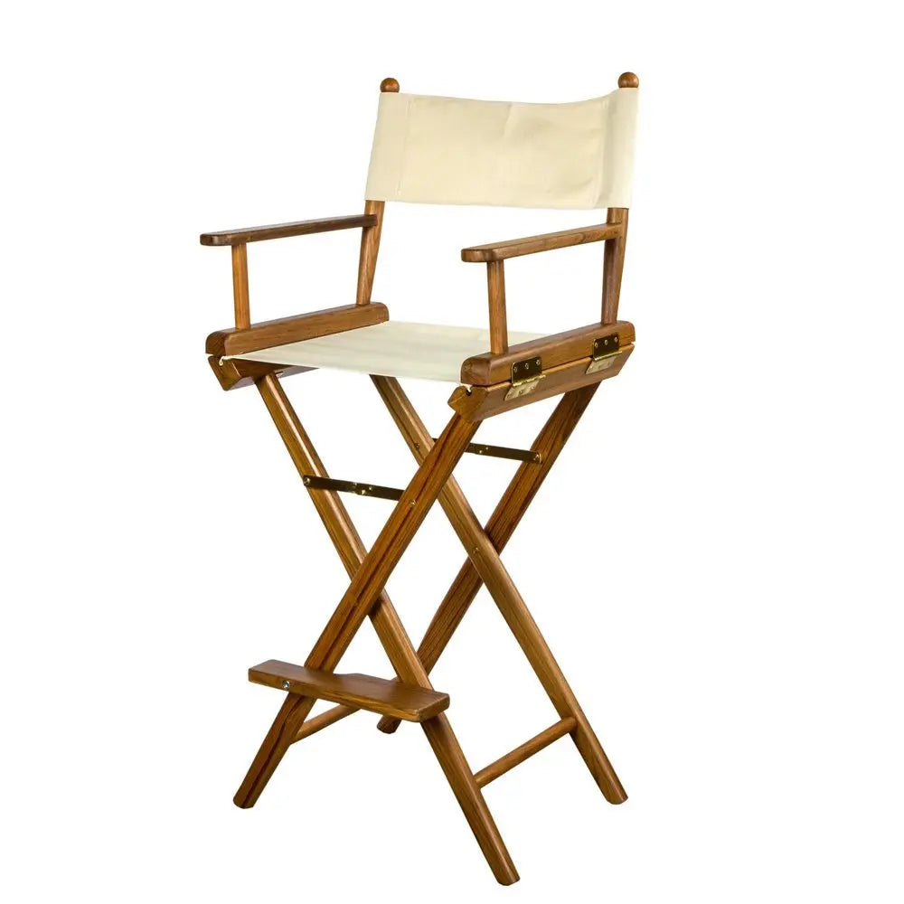 23" Ivory and Brown Solid Wood Indoor Outdoor Director Chair - NOBLE HOME INTERIORS
