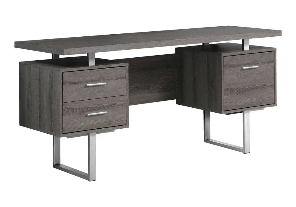 24" Black and Silver Computer Desk With Three Drawers - NOBLE HOME INTERIORS