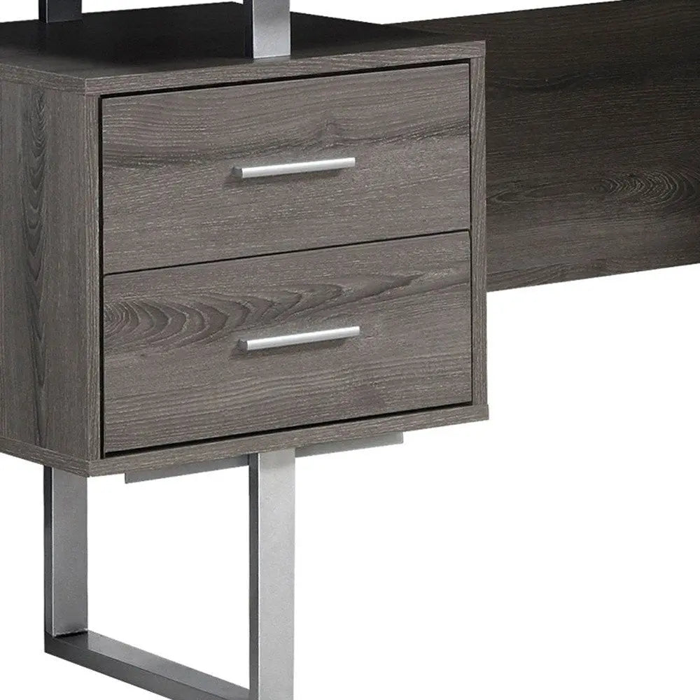 24" Black and Silver Computer Desk With Three Drawers - NOBLE HOME INTERIORS