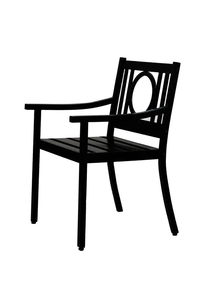 24" Black Steel Geo Back Outdoor Arm Chair - NOBLE HOME INTERIORS
