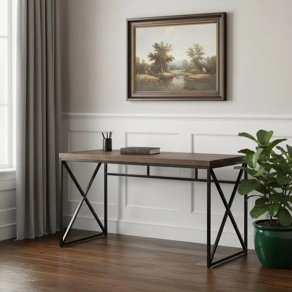 24" Brown and Black Computer Desk - NOBLE HOME INTERIORS