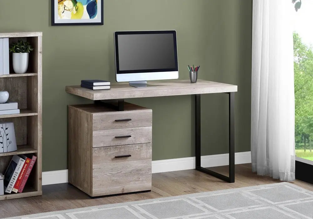 24" Brown and Black Computer Desk With Three Drawers - NOBLE HOME INTERIORS